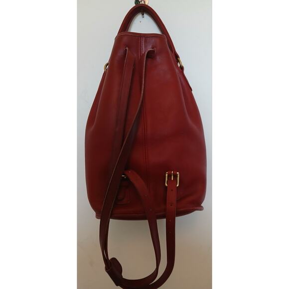 Vintage COACH Brick Red Leather Backpack Purse Brass Hardware - Picture 3 of 7